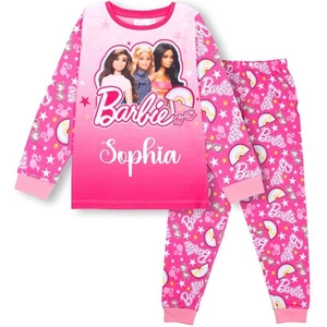 Barbie personalisierter Schlafanzug für Mädchen Langarm Winter PJ Set weich und bequem - Bild 1 von 7