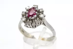 Größe 54 Ring 585 GOLD 14 Karat Weißgold Rubin Diamanten diamonds G0526/25 - Bild 1 von 7