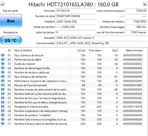 160 GB SATA FESTPLATTE HITACHI HDT721016SLA380 3,5 ZOLL 7200RPM #0137571 - Photo 1/3