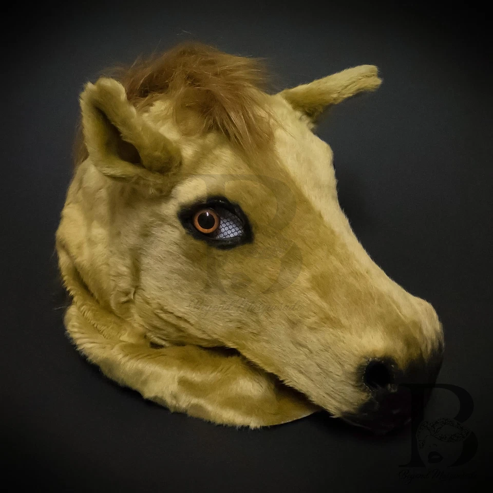 Over the Head Brown Horse Costume Moving Mouth Masquerade Mask - Image 1 of 4