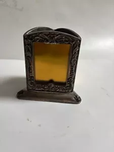 Vintage 1991 Godinger Silver Plate 3 Photo Frame Desk Pen/Pencil Holder Used - Picture 1 of 6