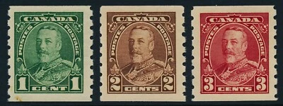 Canada Scott #228-30 (3 stamps) VF to EF Centering (Mint Hinged) SCV: $50.00 - Image 1 of 2