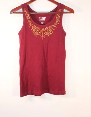 Camiseta sin mangas Roper de lentejuelas, bordada, adornada, acanalada granate, para mujer talla M Foto 1 de 4