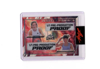 2024 Leaf Metal Pickleball Proof Perfect Pairings Lea Jansen Allyce Jones 1/1 - Image 1 of 2