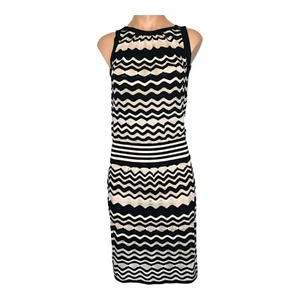 Missoni M Dress Sz IT 42 / S-M Midi Monochrome Chevron Knit Black White Designer - Picture 1 of 21