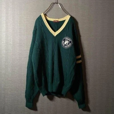 Chaps by RALPH LAUREN 1637-4606 Sweater men Size L wool green white - Image 1 of 4