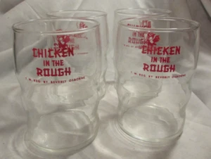 Lote de 4 vasos de jugo de agua vintage de pollo en el restaurante áspero años 50 - Imagen 1 de 7