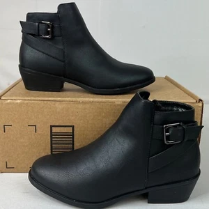 Vepose Womens Black Leather Round Toe Ankle Booties Size US 7 With NEW Inserts - Picture 1 of 10