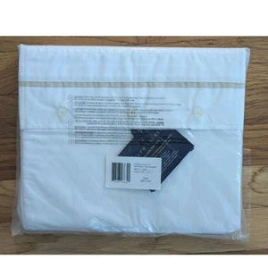 Neu mit Etikett Ralph Lauren Queen flaches Laken weiß Bio-Baumwolle Palmer Perkal Sand Düne - Bild 1 von 3