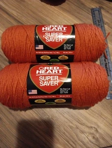 Red Heart Super Saver Yarn #0726 Coral Lot of 2 Skeins 7 oz/198g-364yds/333m NEW - Picture 1 of 7