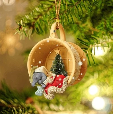 Elefante durmiendo en un pequeño plano 2D acrílico adorno decoración regalo Navidad Foto 1 de 3