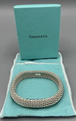 TIFFANY & CO. Sterling Silver .925 Somerset Mesh Basket Weaved Bracelet 7.5" - Image 1 of 4