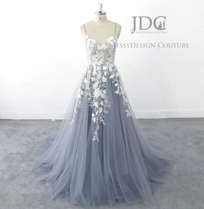 Bohemian Blau Partykleid Brautkleid Hochzeitskleid 32-60 Übergröße Wunschfarbe - Bild 1 von 9