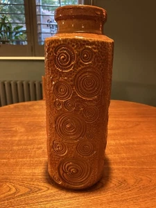 West German Vase 282-40 Dark Rusty Orange with Circular Pattern Mid Century - Picture 1 of 5