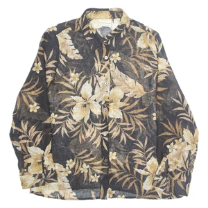 ALFRED DUNNER Sheer Womens Printed Shirt Brown Collared Long Sleeve Floral L - Picture 1 of 6