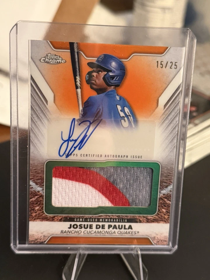 2025 Topps Pro Debut Josue De Paula Orange Relic Auto /25 Dodgers #1 Prospect - Image 1 of 1