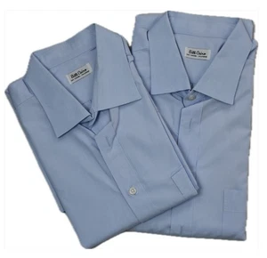 2 Bill Cairo BESPOKE CUSTOM Tailor Mens Blue Shirt 19 STITCHED INITIALS FRONT - Picture 1 of 4