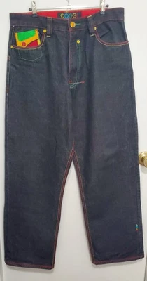 Autêntico Jeans Masculino COOGI Colorido Bordado Amarelo, Verde, Azul, Vermelho - 34x34 - Imagem 1 de 4