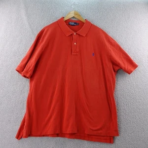 Vintage Polo Ralph Lauren Mens Big 2XL Red Short Sleeve Polo Shirt Rugby Stretch - Picture 1 of 6