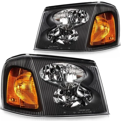 [Estilo OE] Para GMC Envoy XL XUV SUV 2002-2009 Bisel Negro Faro Lámpara Conjunto Foto 1 de 4