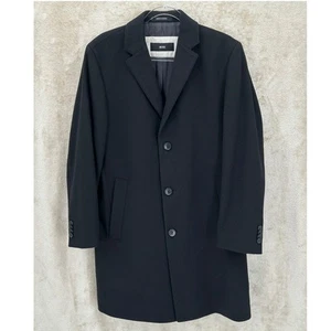 Hugo Boss Coat Mens 38R Black The Stratus Wool Cashmere Quiet Luxury Overcoat - Picture 1 of 11