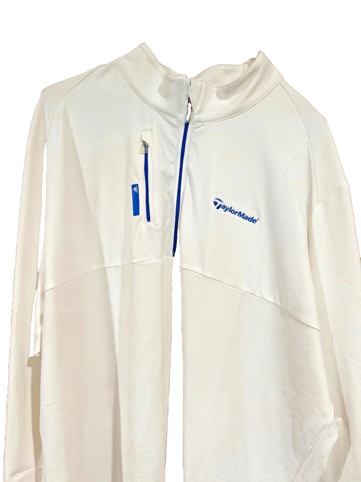 CAMISA TAYLOR MADE, 1/4 cremallera, manga larga, talla XL, blanca con ribete azul, ENVÍO GRATUITO Foto 1 de 4