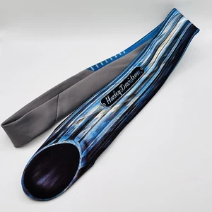 Harley Davidson Corbata Azul Gris Chrome Pipe 1987 Hombre Vintage Original EXCELENTE - Imagen 1 de 7