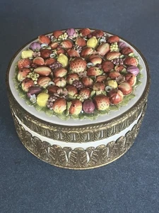 ANTIKE DRESDNER GEDECKTE SCHATULLE OBST & BRONZMONTIERUNGEN - Bild 1 von 15