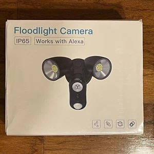 1080P HD VIDEO, BRAND NEW IN A BOX! HD Floodlight Camera, Works With Alexa - Picture 1 of 3