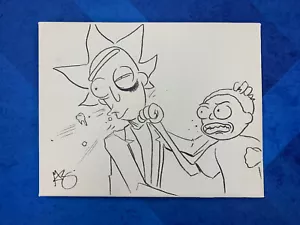 GREG KIRKPATRICK ART schizzo firmato 11x14 tela RICK e MORTY originale - Foto 1 di 2