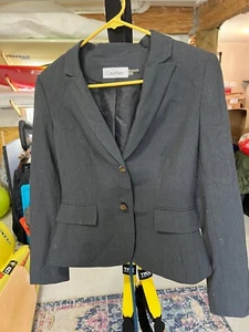 Calvin Klein Woman’s Suit Blazer Jacket Size 4 Two Button Grey - Picture 1 of 5