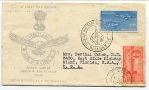 1958 Bombay India Airmail First Day Cover To Miami Florida Air Force Jubilee - Picture 1 of 2
