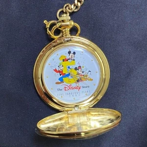 Japan Disney Store Pocket Watch LE 1000 Mickey Mouse Minnie Goofy Pluto 1997 F/S - Picture 1 of 13