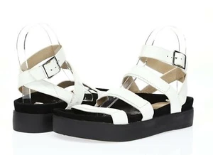 Womens L A M B White Rose White Leather Casual Buckle Strappy Sandals Size 6.5 - Picture 1 of 6
