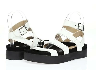 Womens L A M B White Rose White Leather Casual Buckle Strappy Sandals Size 6.5 - Image 1 of 4