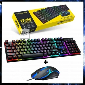 KIT MOUSE E TASTIERA MECCANICA DA GAMING PC CON FILO USB RETROLLUMINATA LED RGB - Foto 1 di 6
