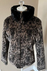 Chaqueta de esquí con cuello de piel extraíble estampado floral de terciopelo SKEA PARIS VAIL 8 - Imagen 1 de 14