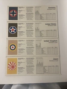 4 Axis & Allies WWII1984 Board Game Reference Charts Replacement Pieces Lot - Picture 1 of 3
