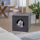 Felt Cave Cube Bed Snooze Foldable Self Warming Pet Cat Nest Cat Hideaway for