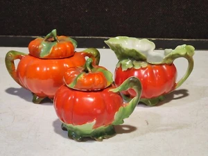 Royal Bayreuth Tomato Condiment Creamer and Sugar Bowl Set w/lids - Picture 1 of 13