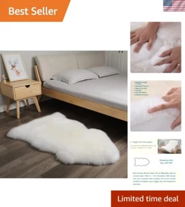Natural Ivory Sheepskin Fur Rug, Soft 2'x3' Area Mat for Diverse Home Styling - Picture 1 of 11