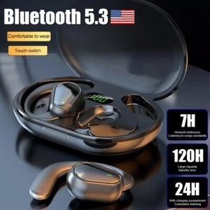Bluetooth 5.3 Stereo Headset Wireless Earphones TWS Earbuds Headphones Ear Hook - Picture 1 of 14