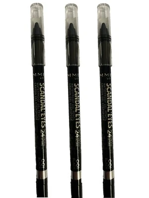 (Paquete de 3) NUEVO Forro Rimmel Scandaleyes Impermeable Kohl Kajal, Negro, 0.04 Onzas Foto 1 de 4