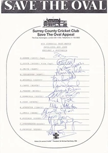 Cricket England v Australia Signed 1989 6th Ashes Test at The Oval Team Sheet - Picture 1 of 1