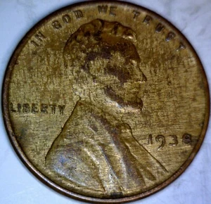1938 ERROR WOODY Lincoln Wheat Cent VF Coin Improper Alloy Mix #6 FREE SHIP - Picture 1 of 4