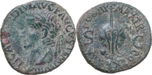 Tiberius (AD 14-37) Roman AE bronze as coin Globe & Rudder RIC 58 Rome mint - Picture 1 of 3