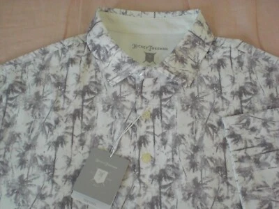 Hickey Freeman 印花香水 高尔夫(Polo)衬衫,全新带标签 - 男式 L - 棕榈树,94 美元 — 第 1/4 张图片