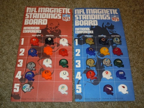 NFL Vintage COMPLETE SET 28 TEAM MAGNETS Gumball Football Standings Board 1975 Cover