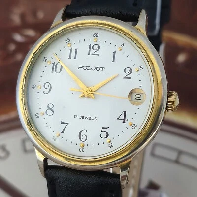 Vintage WATCH USSR POLJOT White Dial SOVIET Men`s mechanical Wristwatch 2614.2Н - Photo 1/4