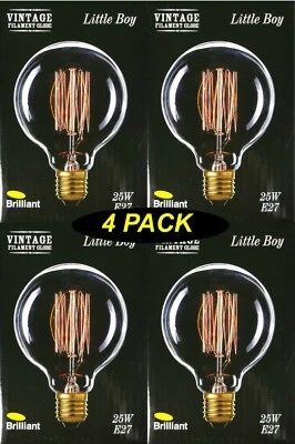 4 x 25W G95 Vintage Filament Light Globes Bulbs Lamps E27 Screw ES Dimmable - Image 1 of 4